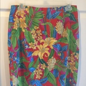 Clere Bright Tropical Flowers Print Skirt